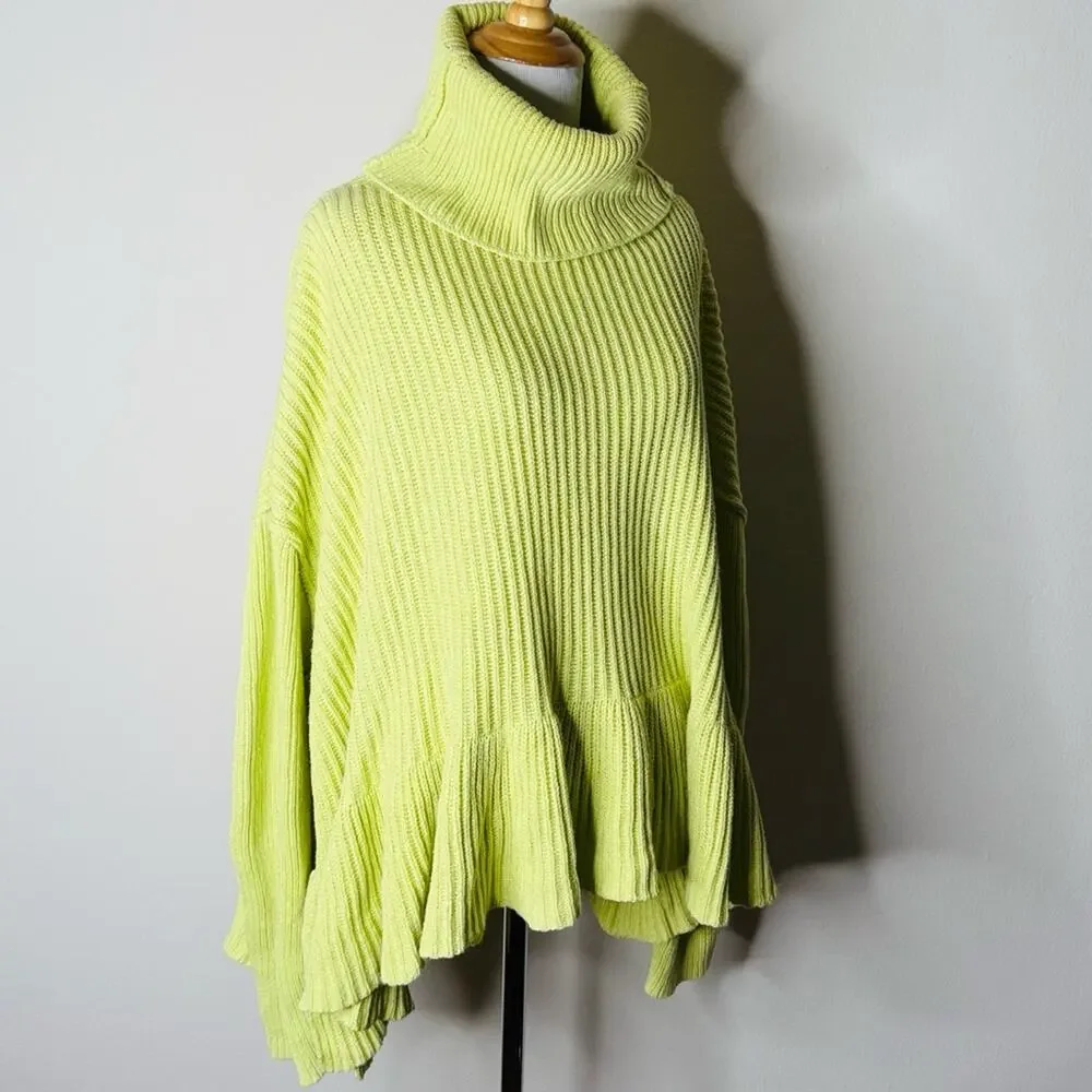 Free People Key Lime Layer Cake Oversized Peplum Sweater